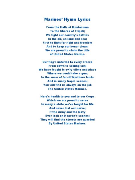 mavc hymn lyrics|Marines’ Hymn Lyrics.